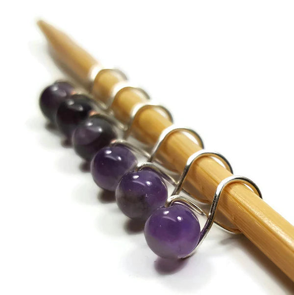 Twice sheared Sheep; stitch markers; amethyst;