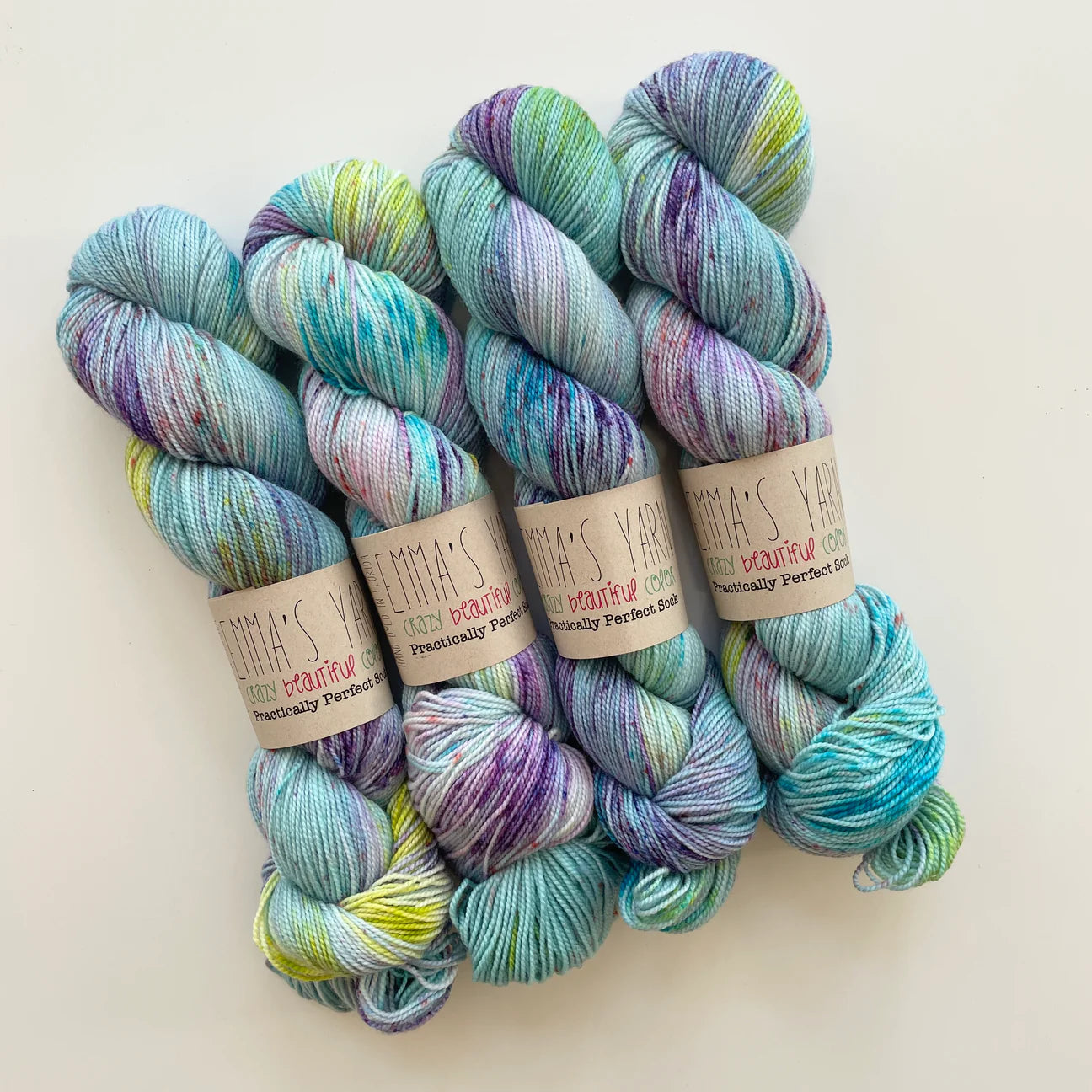 Emmas yarn; Practically perfect Sock; Fish Bowl;