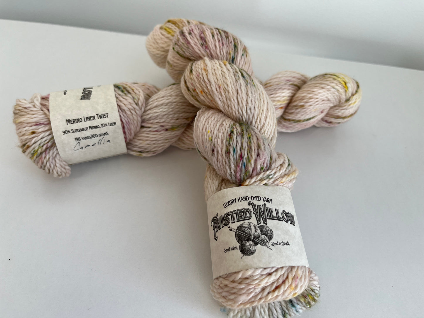 Twisted Willow Yarn; Merino Linen Twist; Camellia