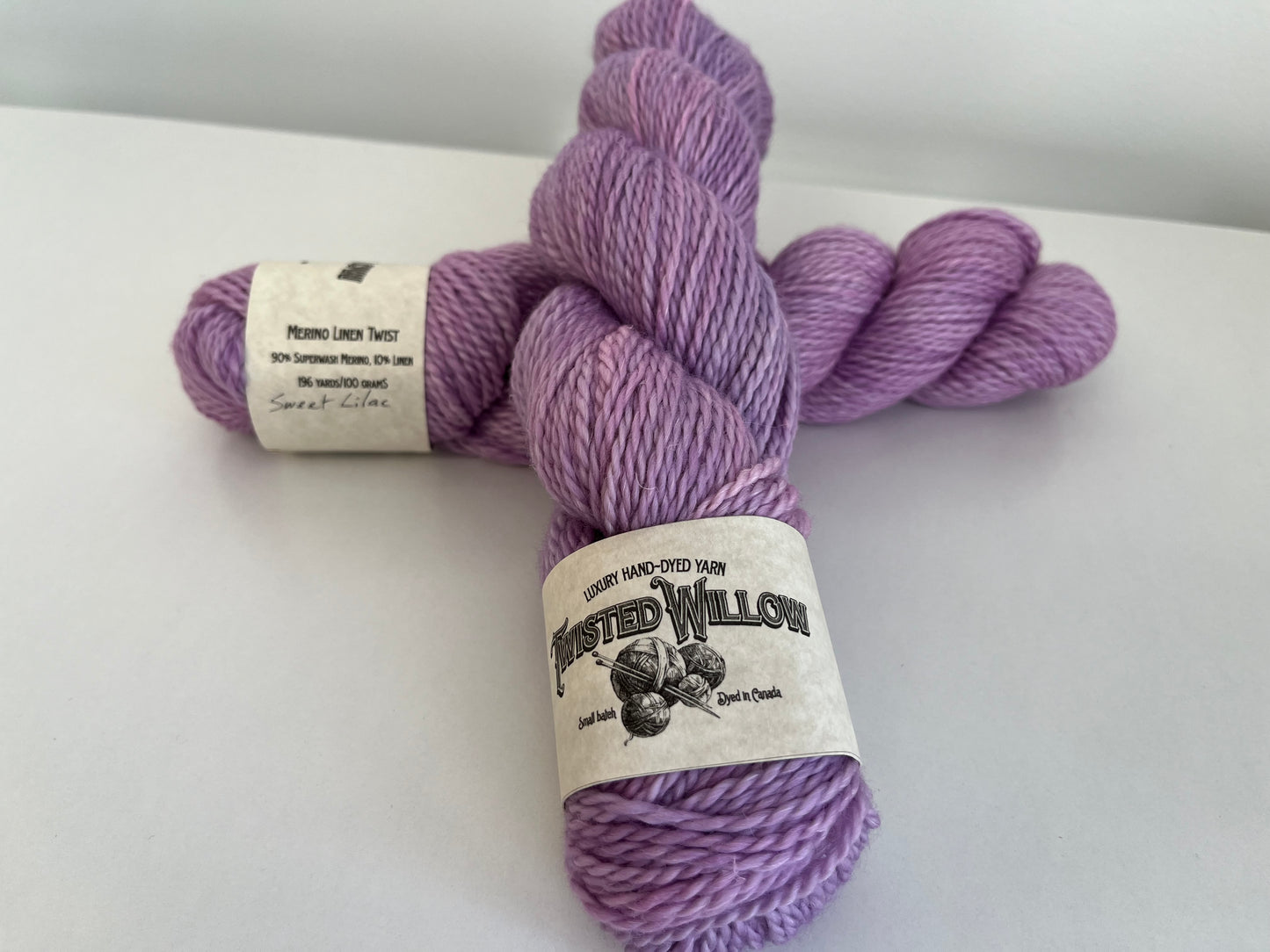 Twisted Willow Yarn; Merino Linen Twist;  Sweet Lilac