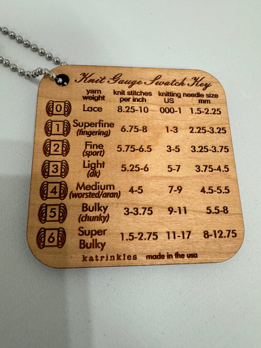 Katrinkles Knit Gauge Swatch Key Mini Tool