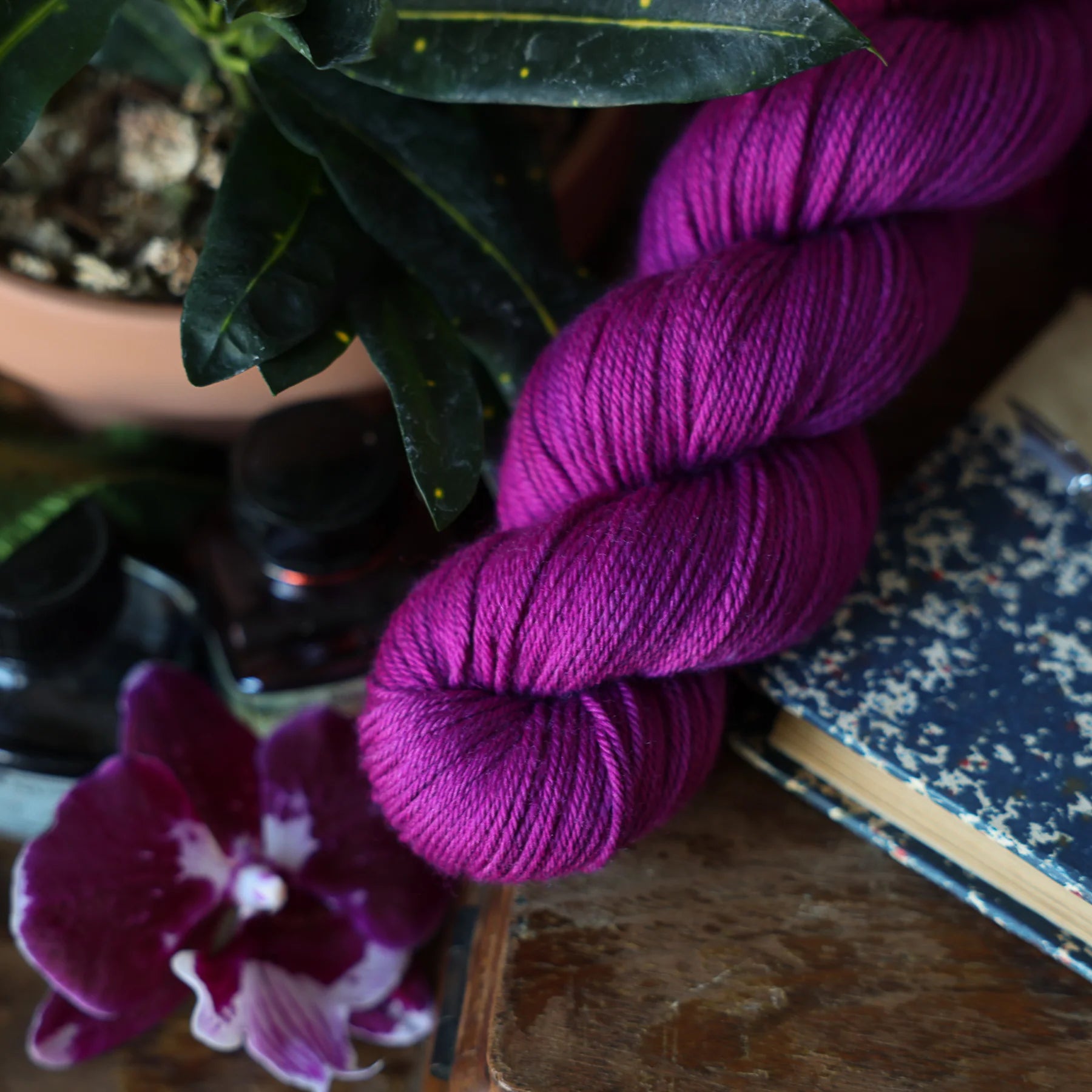 bad sheep yarn; fingering; orchid;