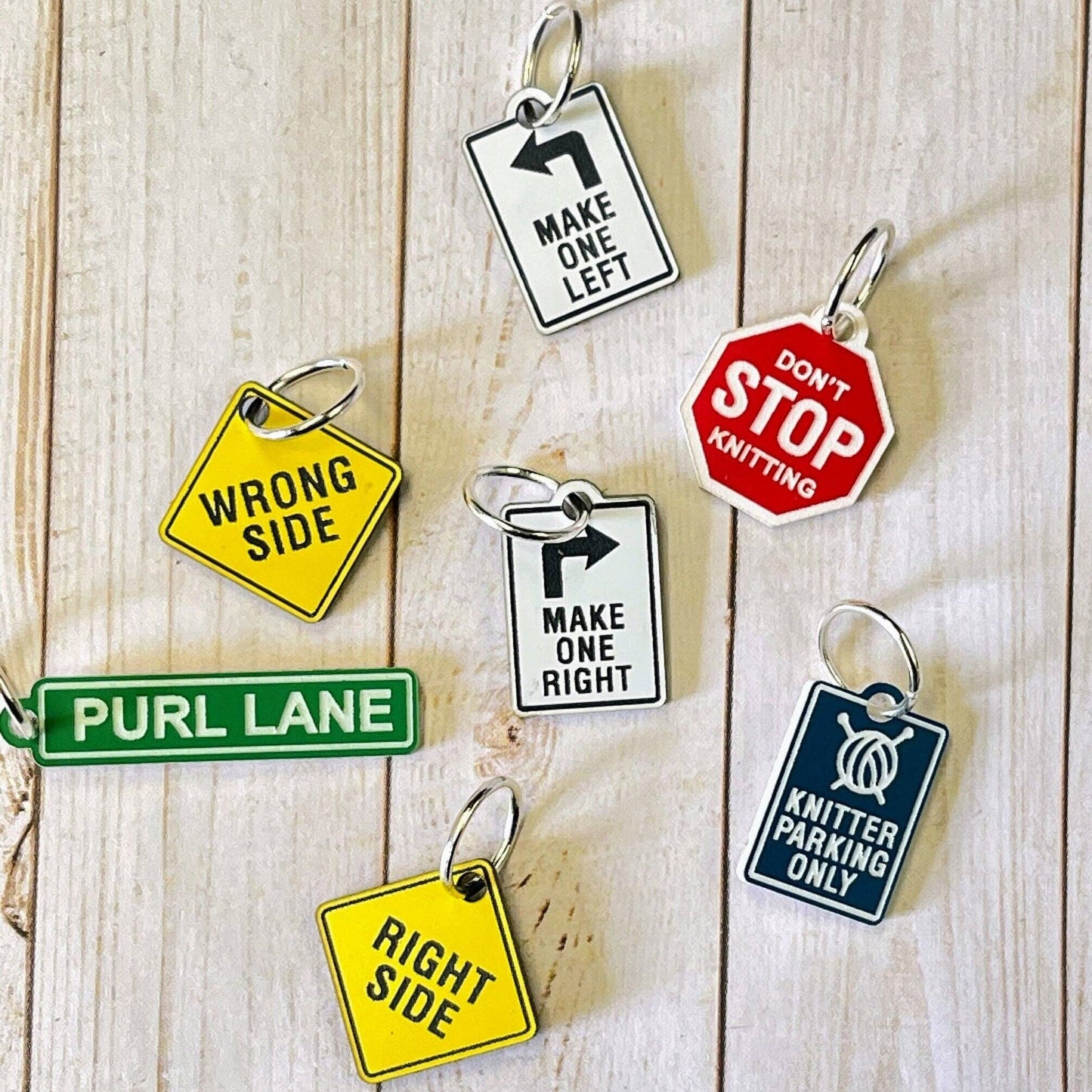 Knitting Traffic Signs - Stitch Markers (set of 7)