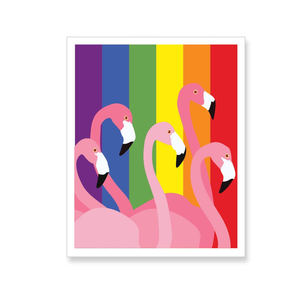 Pink Flamingos with Rainbow Flag Gay Pride Vinyl Sticker