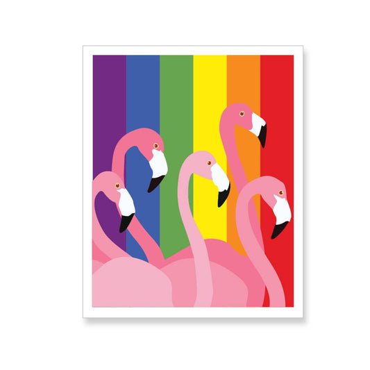 Pink Flamingos with Rainbow Flag Gay Pride Vinyl Sticker
