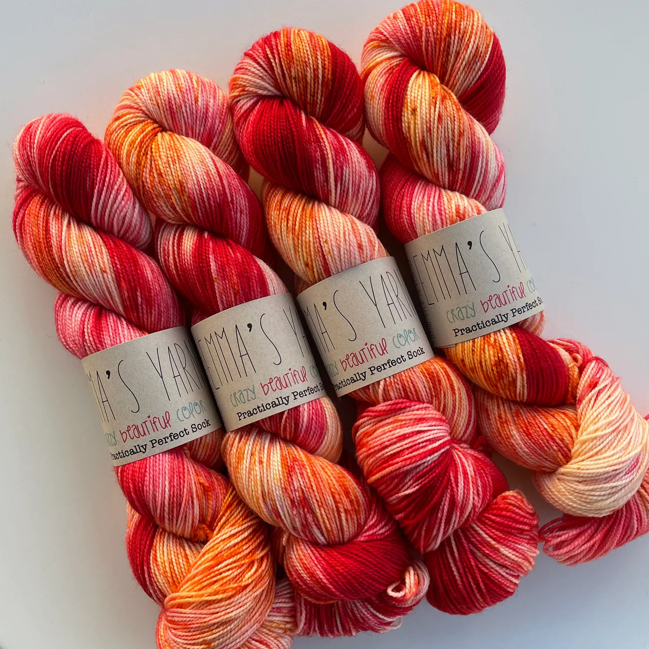 Emmas yarn; Practically perfect Sock; Hot Tamale