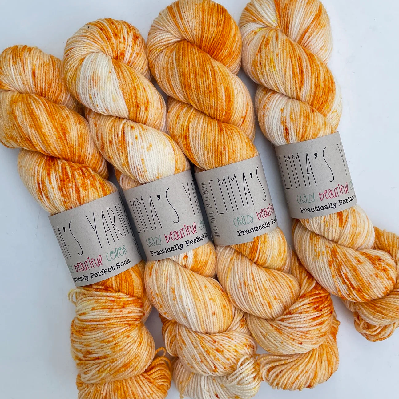 Emmas yarn; Practically perfect Sock; tangerine;