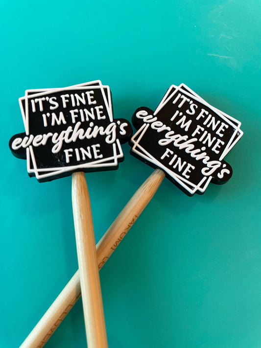 Knitting needle point protectors - This is fine B&W text