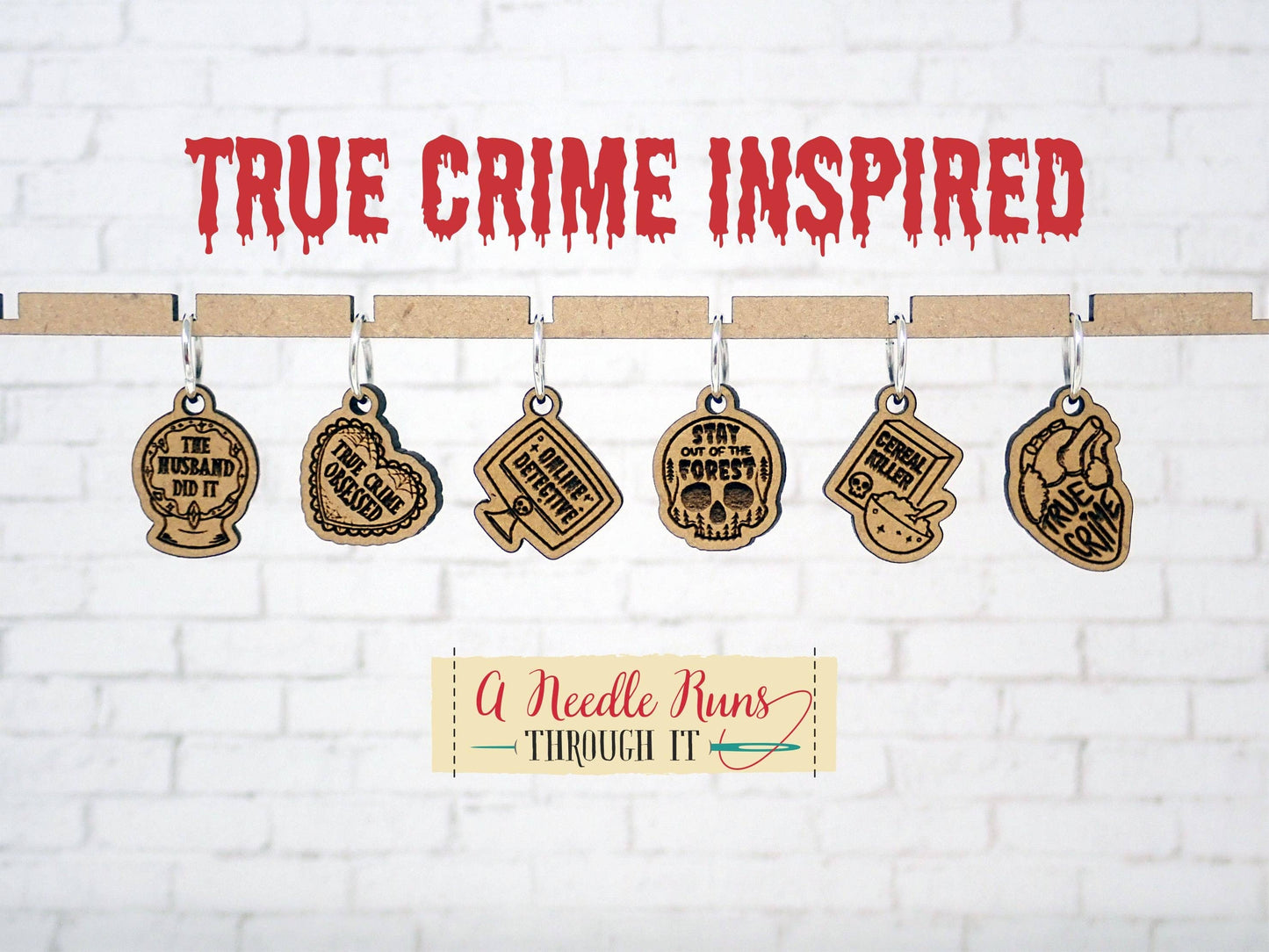 True Crime and Craft Inspired - Stitch Markers (set of 6)