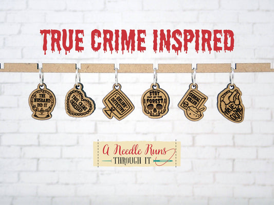 True Crime and Craft Inspired - Stitch Markers (set of 6)