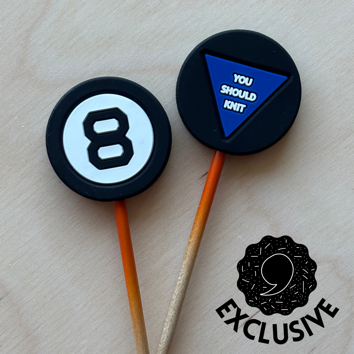 *Exclusive* Knitting Needle Point Protector Magic 8 Ball