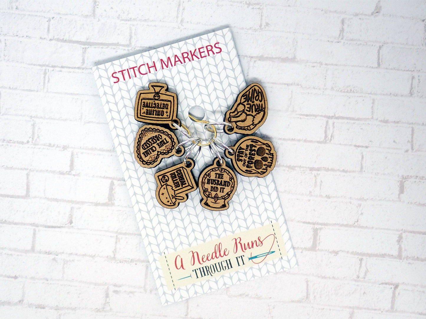 True Crime and Craft Inspired - Stitch Markers (set of 6)