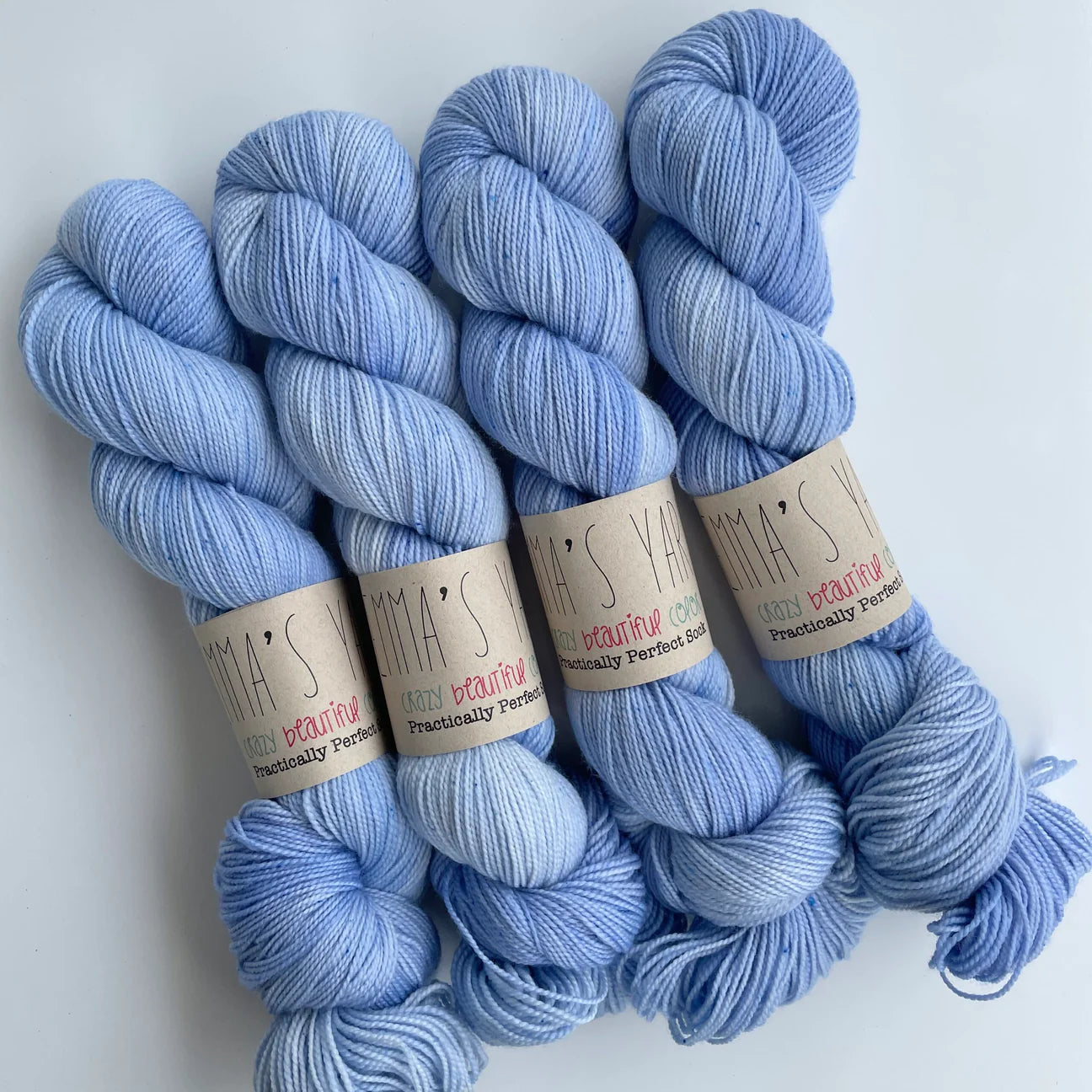 Emmas yarn; Practically perfect Sock; Forget Me Not