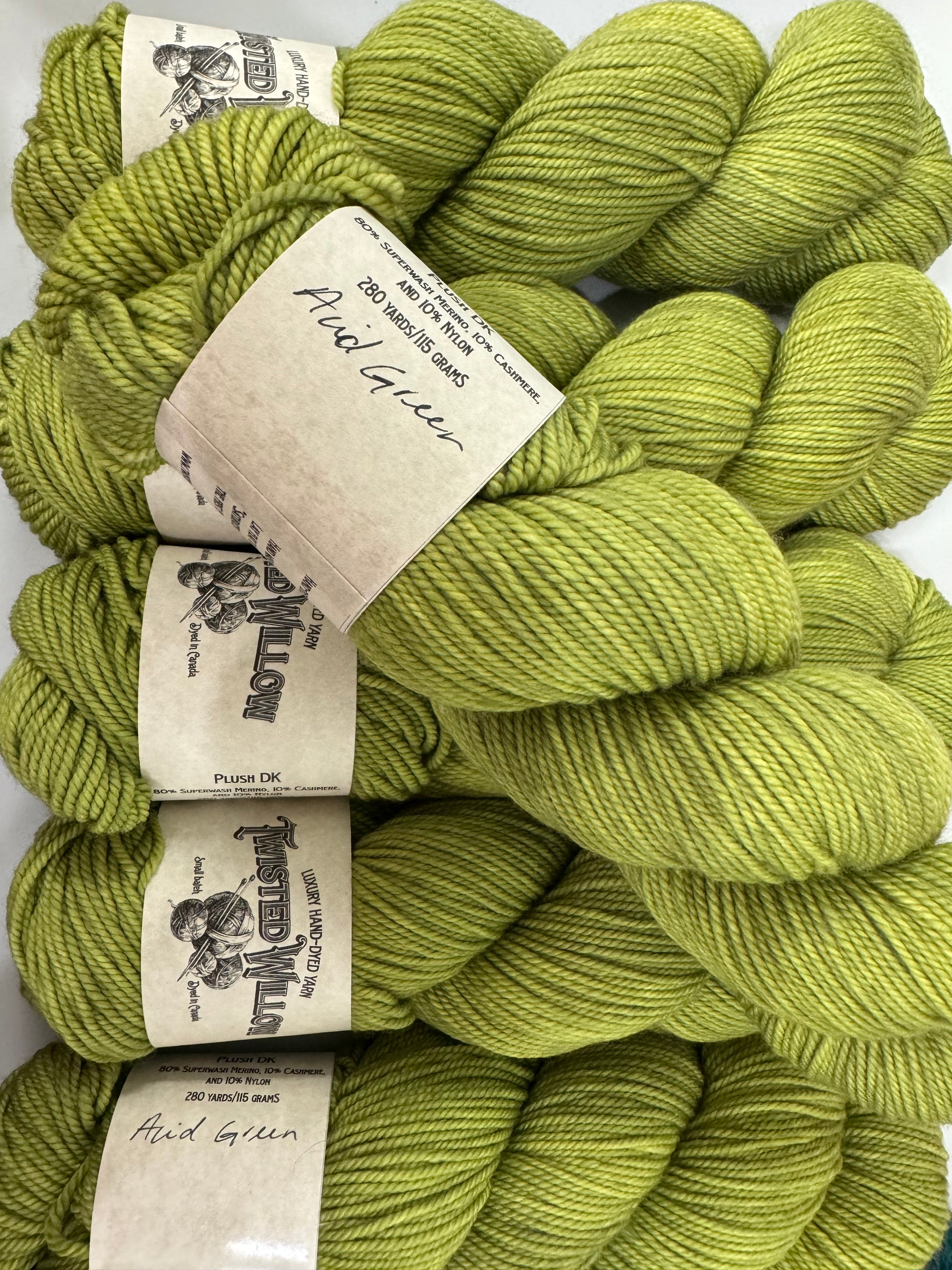 Twisted Willow Yarn; Plush DK; Acid Green 