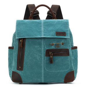 Della Q; Maker's Midi Backpack; Storage; Maker's Canvas; teal;