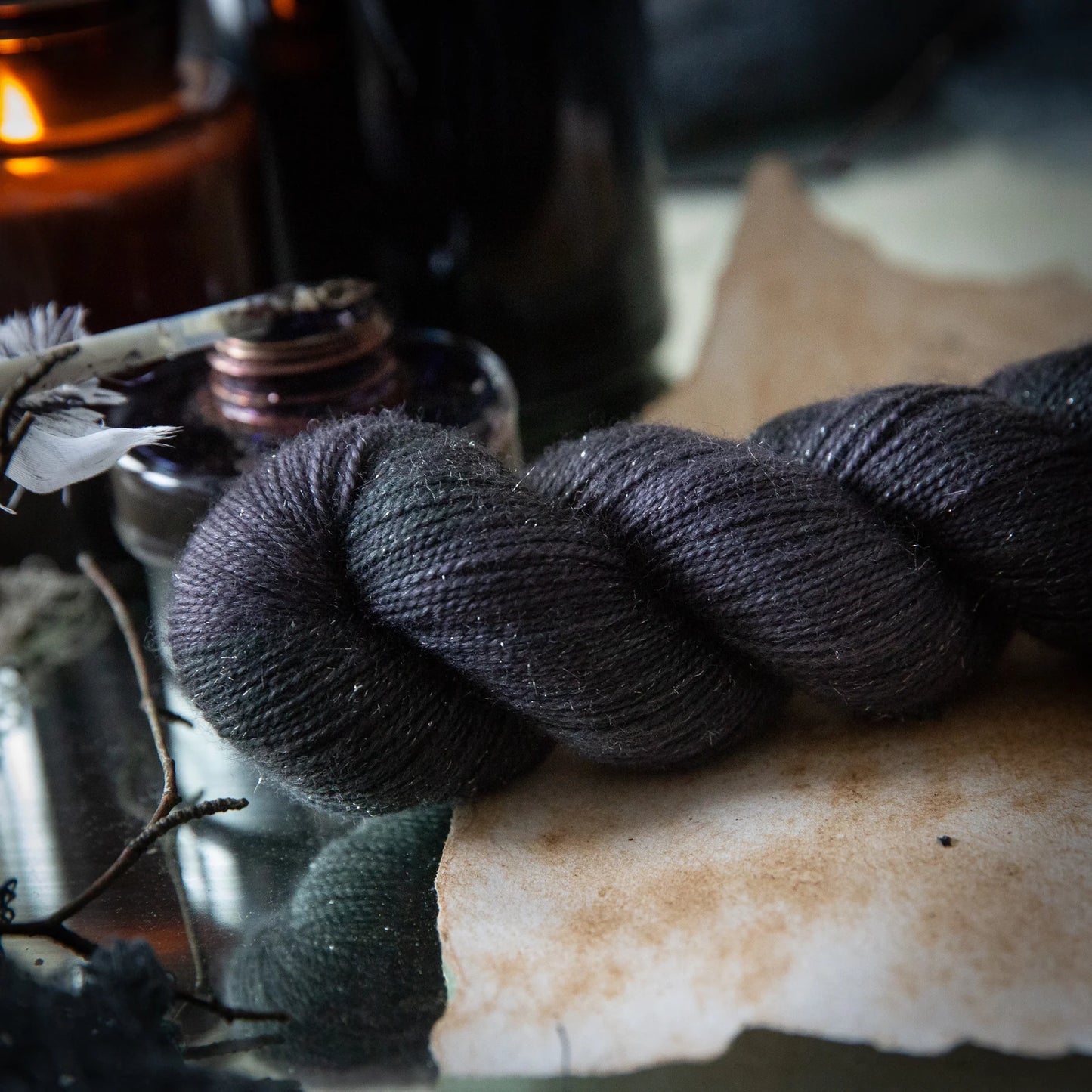 bad sheep yarn; fingering; sparkle; nevermore;