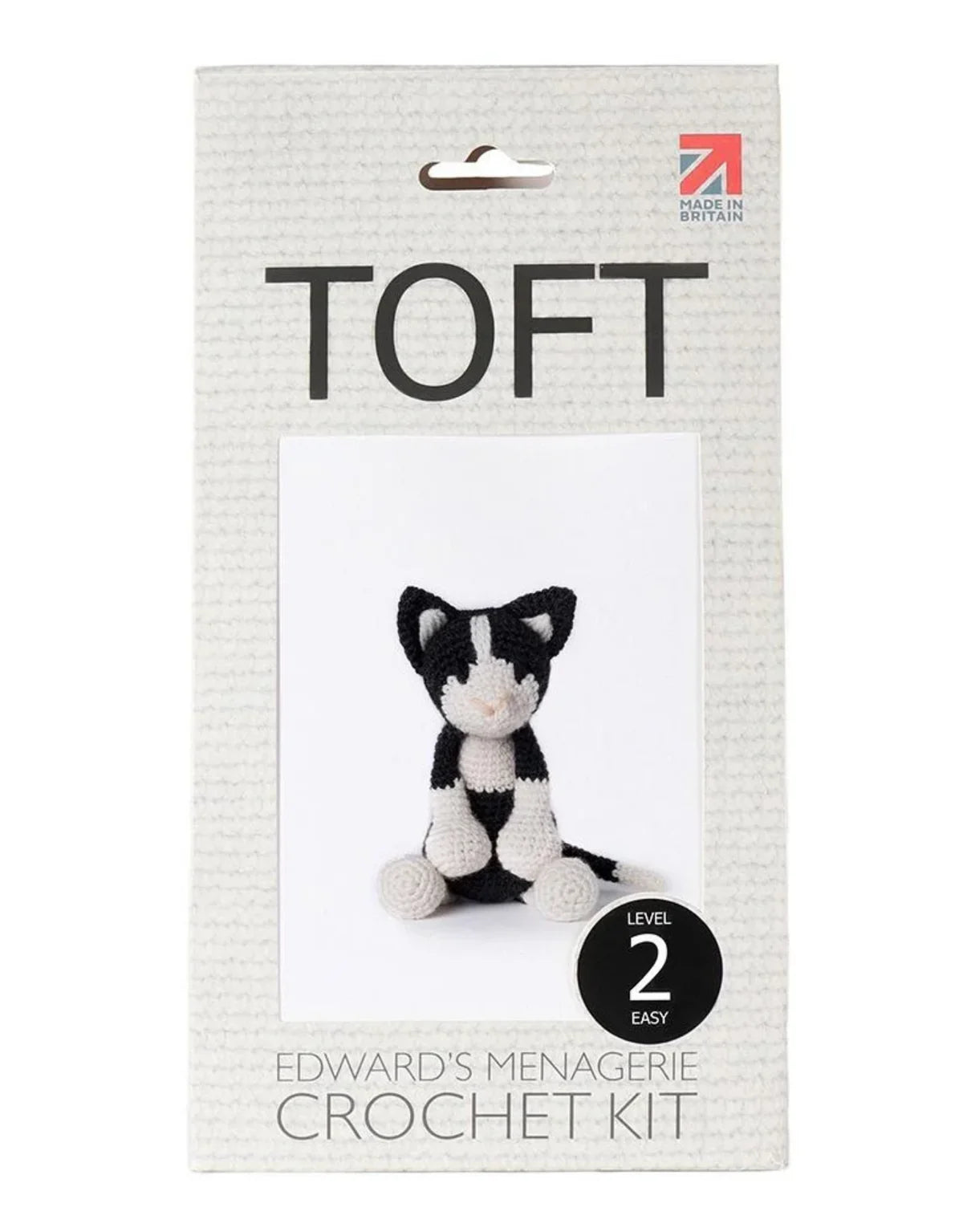 toft; crochet; kit; paddy; black; white; cat;