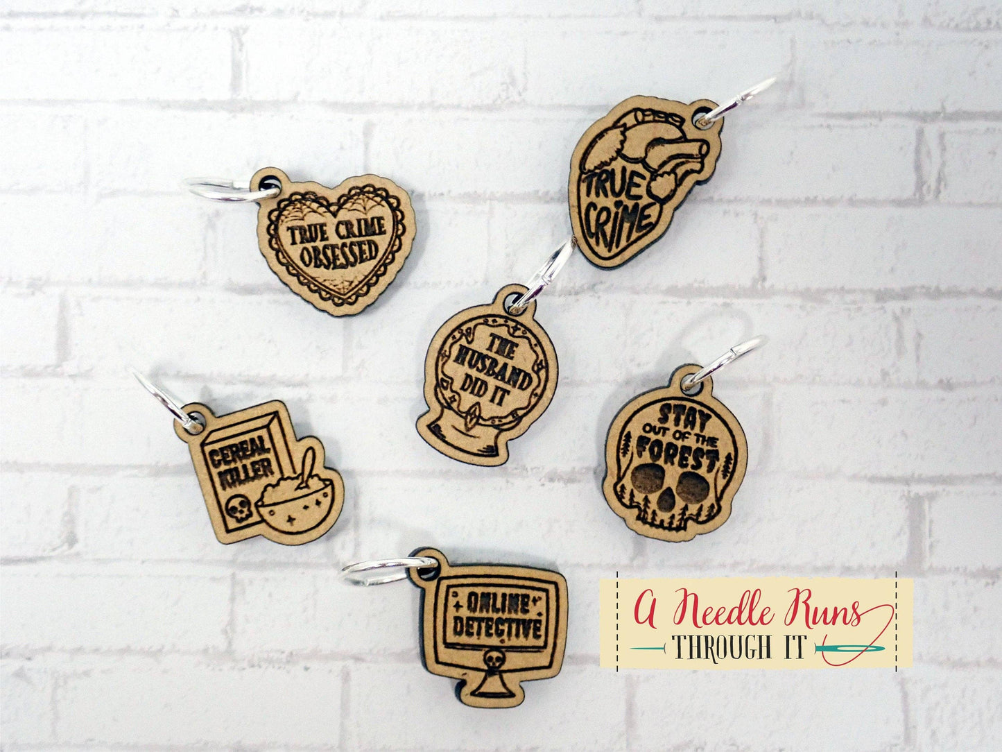 True Crime and Craft Inspired - Stitch Markers (set of 6)