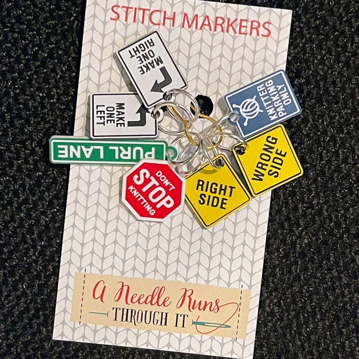 Knitting Traffic Signs - Stitch Markers (set of 7)