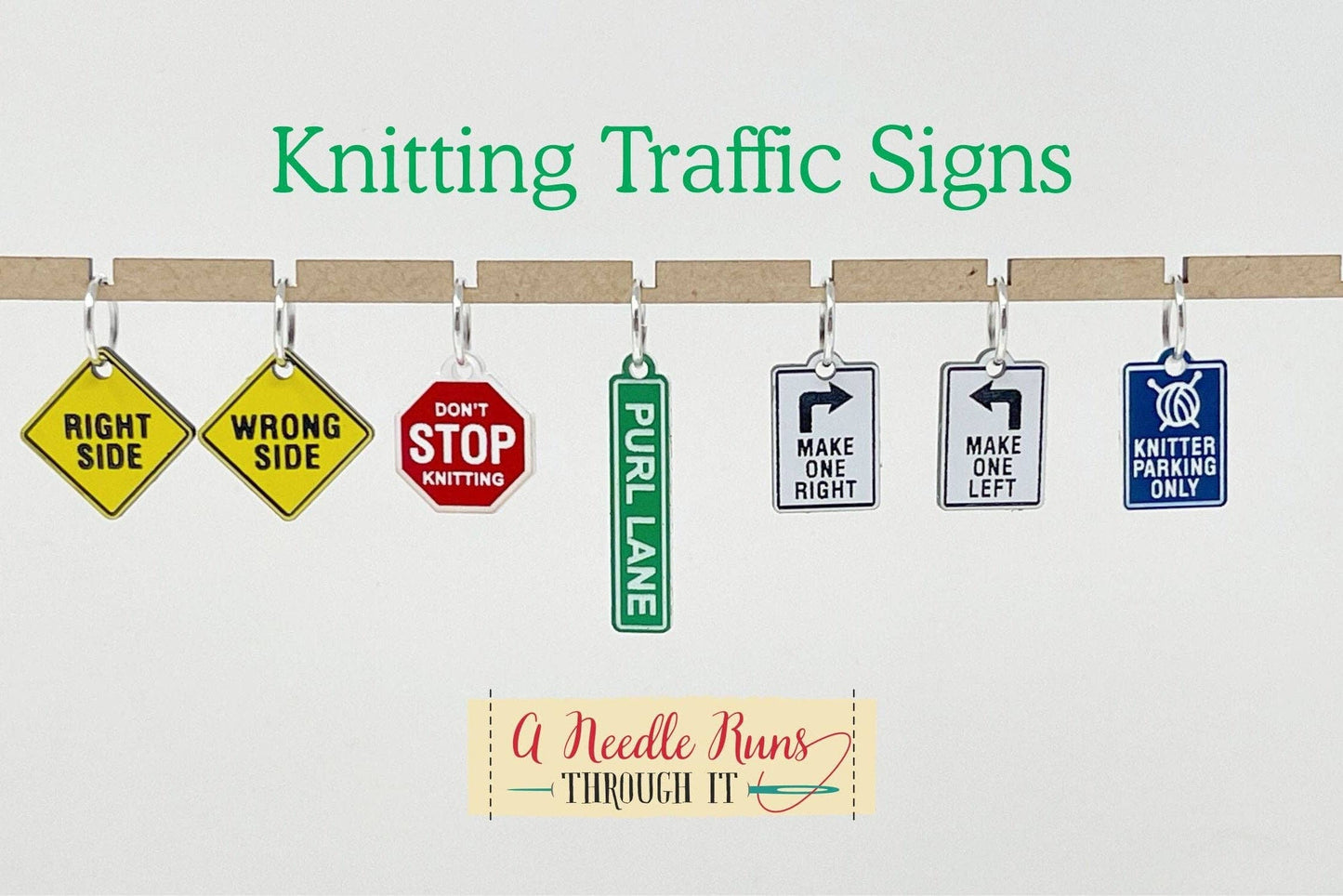 Knitting Traffic Signs - Stitch Markers (set of 7)