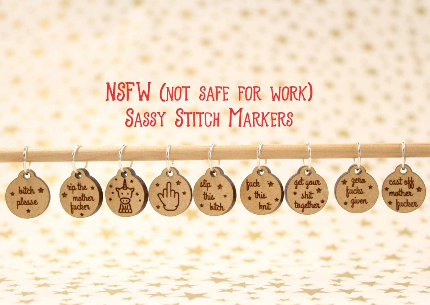 NSFW (not safe for work) - Stitch Markers (set of 9)