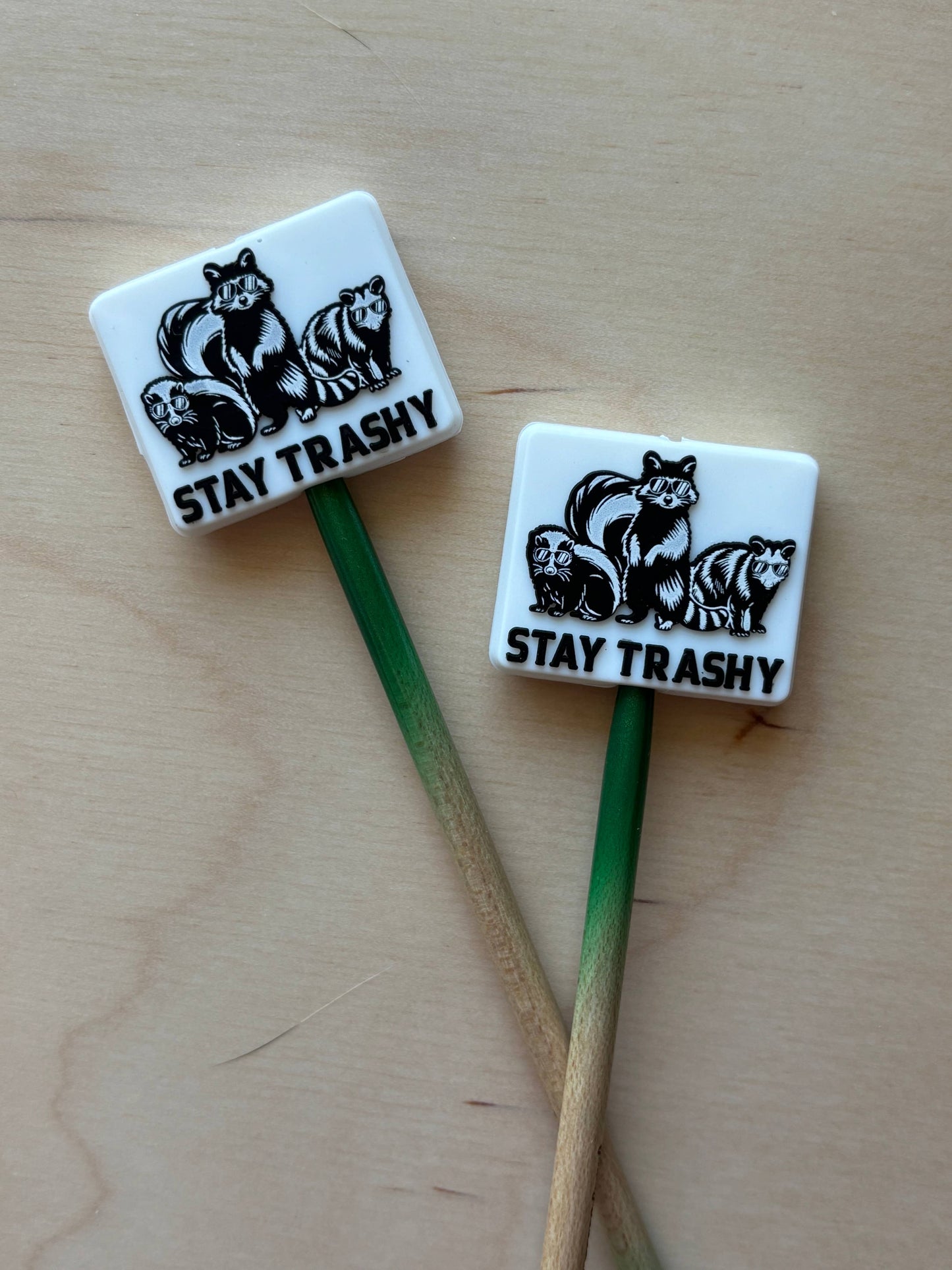 Stay Trashy Raccoon Opposum Skunk Knitting Point Protectors