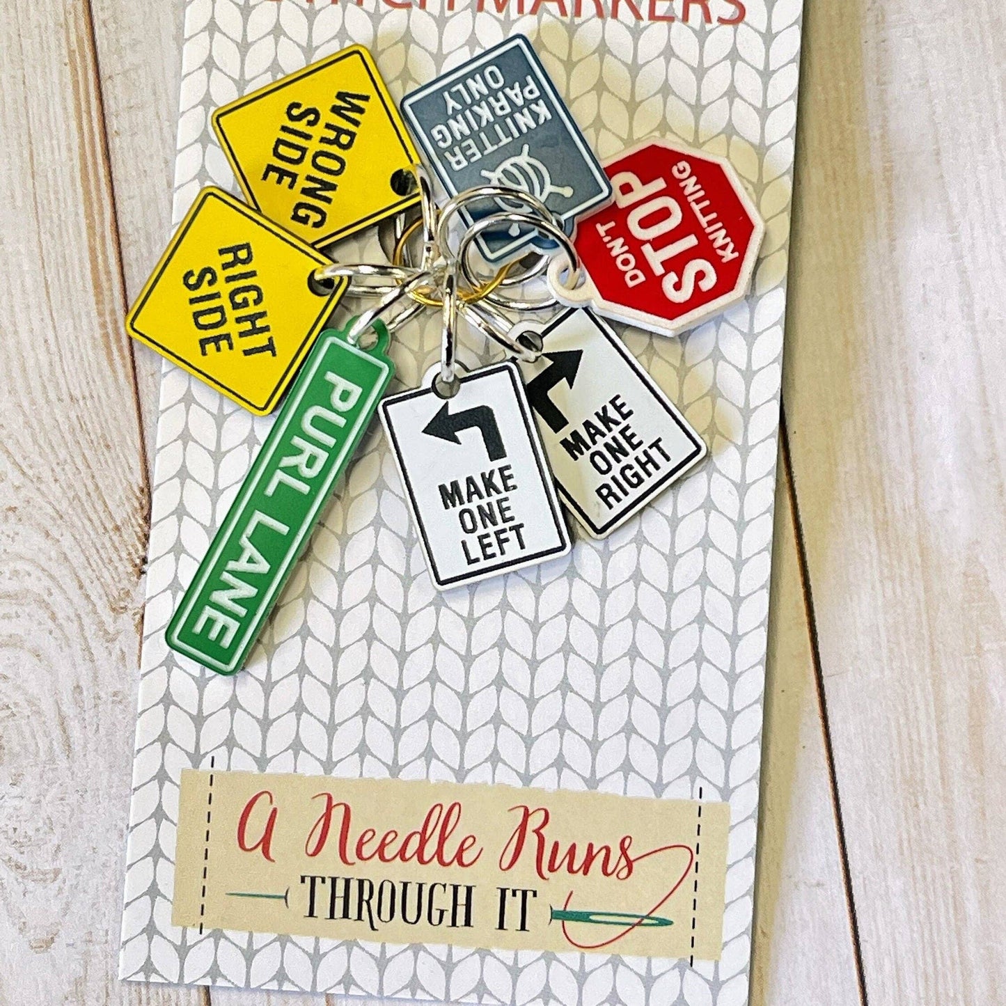 Knitting Traffic Signs - Stitch Markers (set of 7)