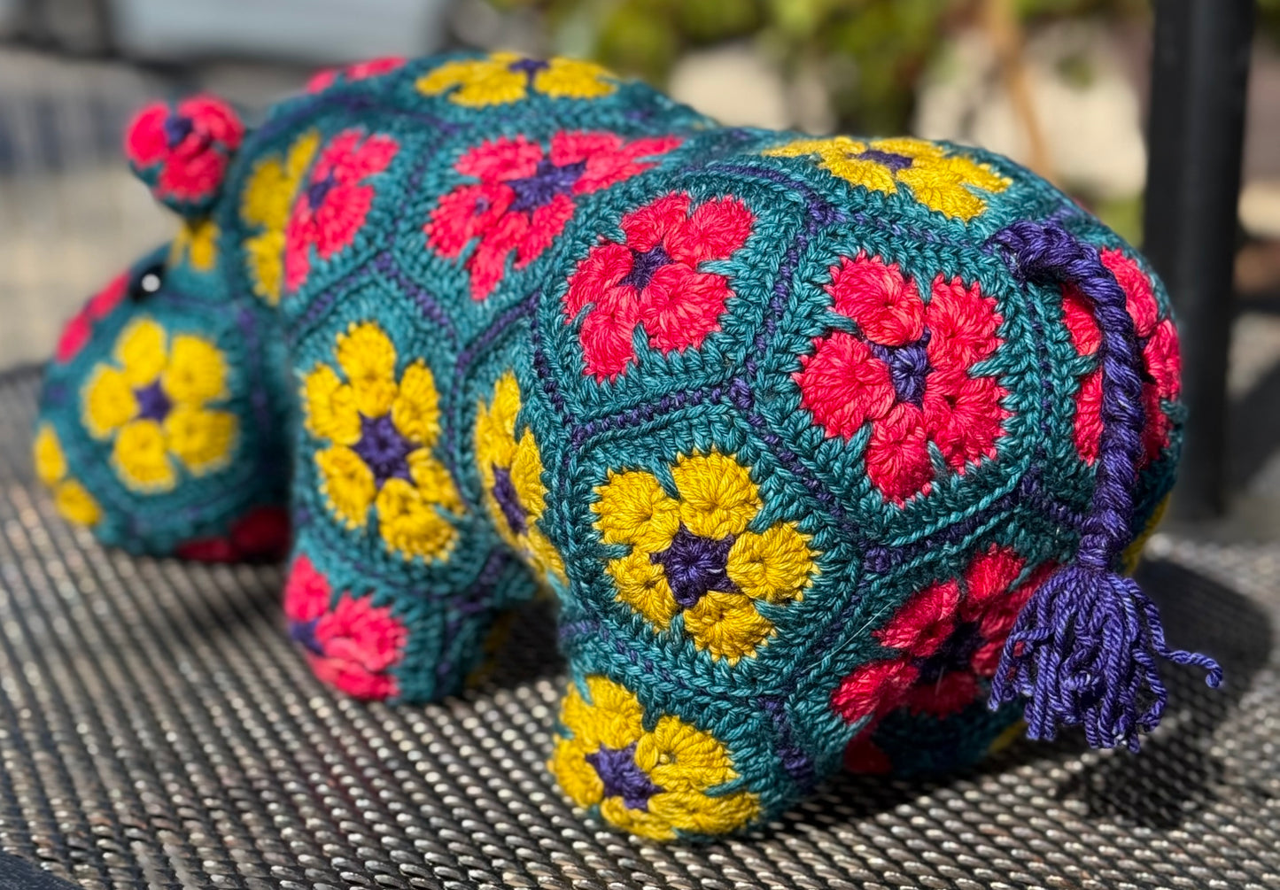 Hexagon; crochet; hippopotamus; rios;malabrigo;